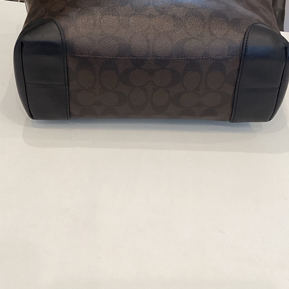 Coach Brown/Black Signature Canvas Tote with Gold Hardware - Picture 2 of 3